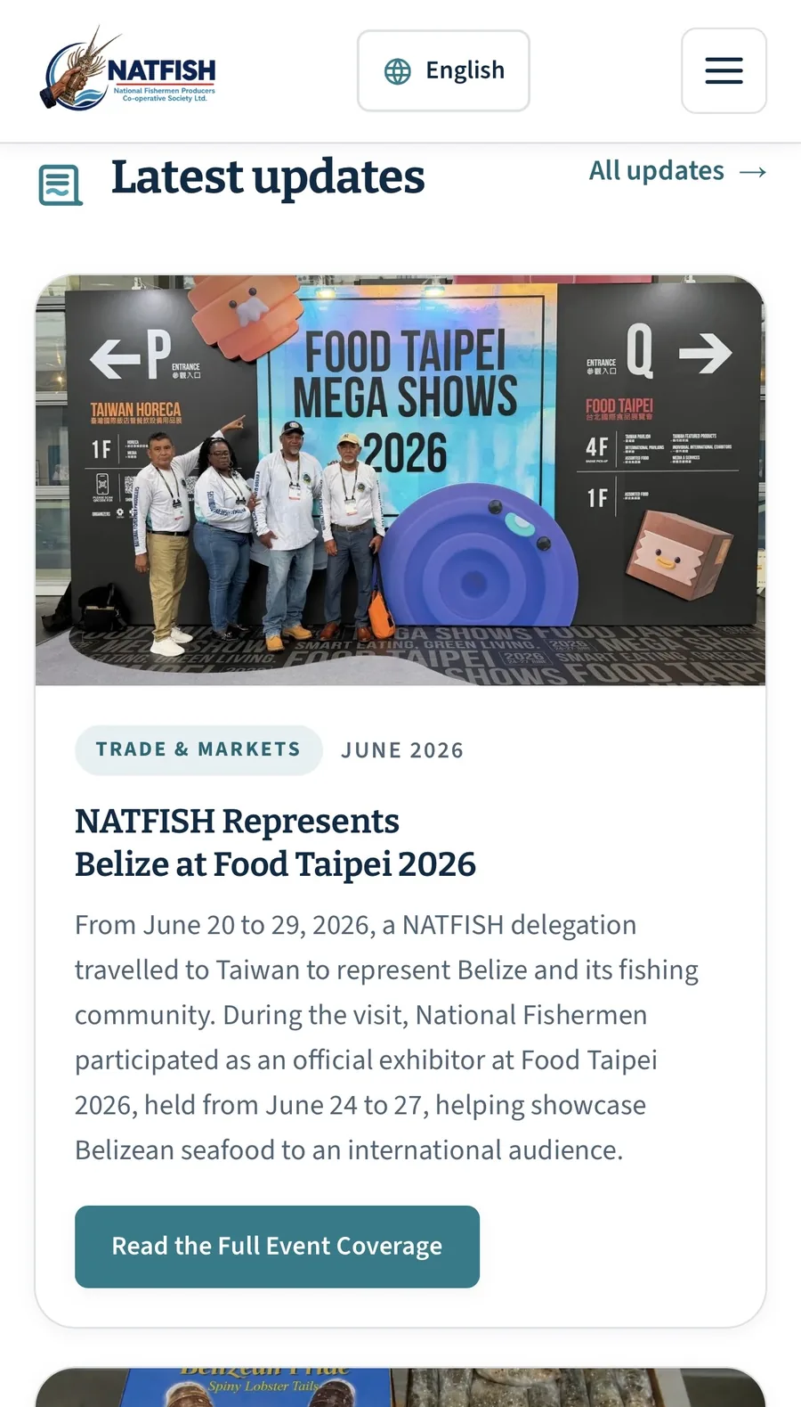 NATFISH Latest Updates news section shown on mobile